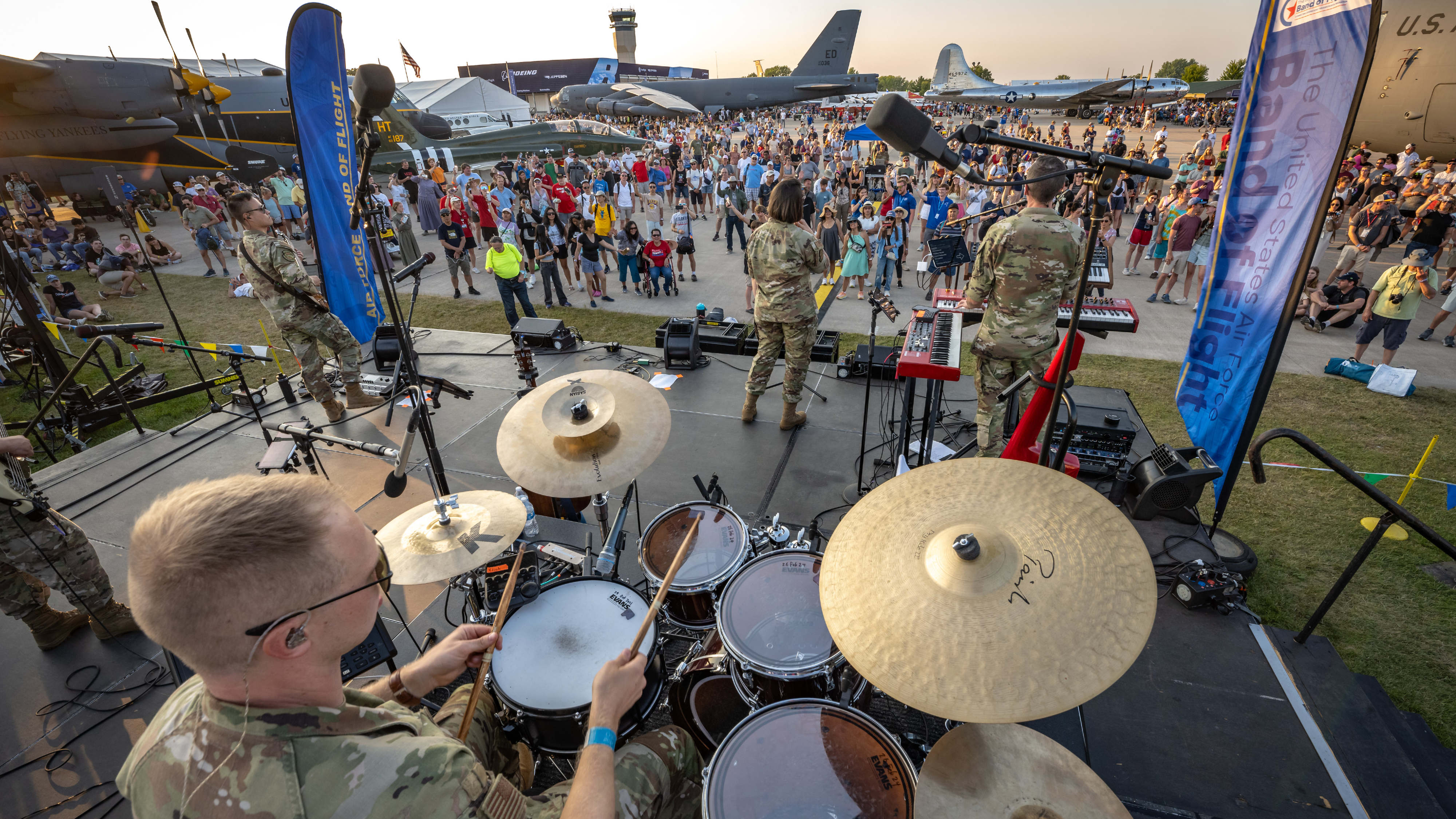 Flight One performs at the EAA AirVenture Airshow in Oshkosh, Wisconsin. Flight One performs at the EAA AirVenture Airshow in Oshkosh, Wisconsin.